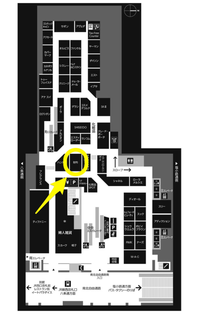 JR京都伊勢丹2階のボナベンチュラ売り場の地図